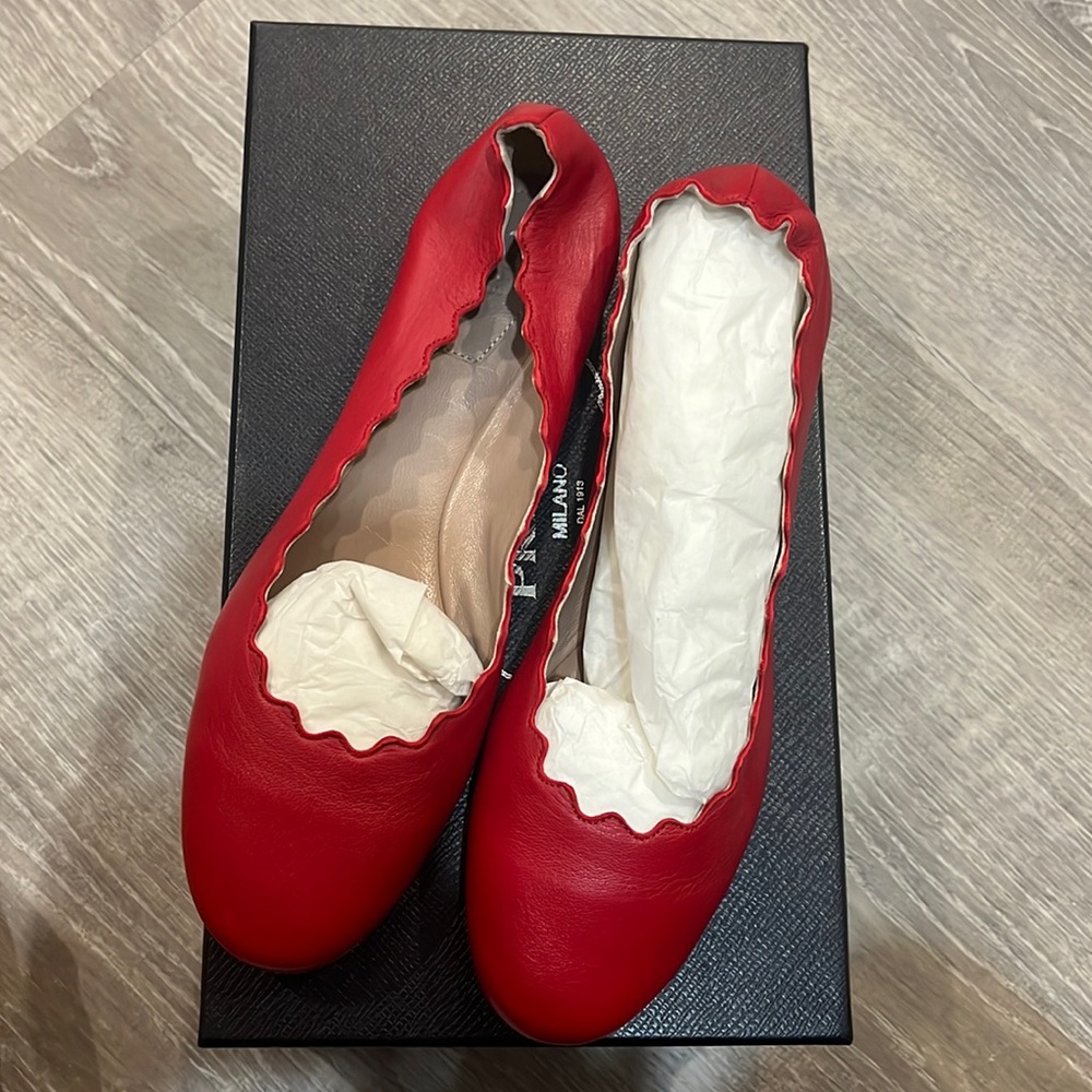 Chloe red Lauren scalloped ballet flats. Brand new